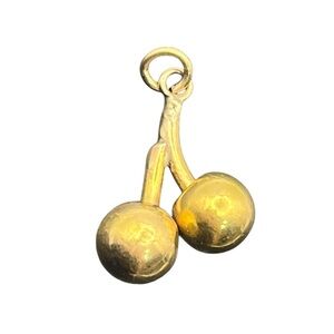 Cherry fruit gold tone charm pendant for necklace vintage